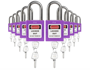 10 Purple Lockout Tagout Lock Set 2 Keys per Lock OSHA Compliant Loto Locks