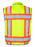 Flame Resistant Surveyor Safety Vest With Lime Polyester Mesh And Black Binding