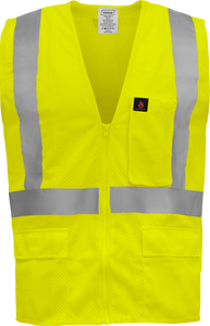 Flame Resistant Safety Vest Lime Polyester Mesh Fabric with Lime Binding