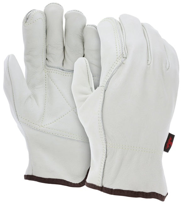 MCR Safety 32113DP Leather Drivers Work Gloves Select Grade Grain Cow Double Pal