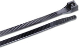 8" l, 11/64" W, Black Plastic Cable Tie, Pk 100