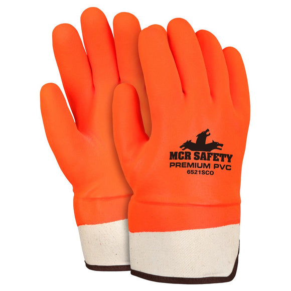 MCR Safety 6521SCO PVC Coated Insulated Work Gloves Double Dipped Hi-Vis Orange