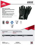 6932 Black Jack Series Black Neoprene Coated Work Gloves Multi-Dipped Etched Rou