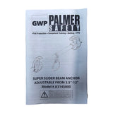 Palmer Safety A3145000 Sliding Beam Anchor, Fits 3" to 12" Beams