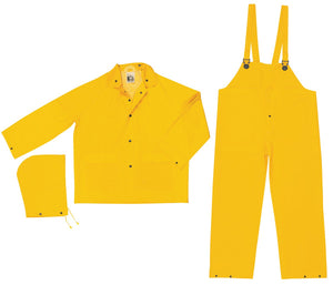 MCR Safety FR2003 Classic, .35mm PVC/Polyester 3 pc suit,Snap Jacket & Bib Pant,