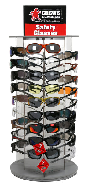 Eyewear Display Stand Holds 27 Pair Average Size Safety Glasses 3 Sided Display