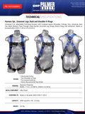 Palmer Safety H212300031 Harness 5PT., Grommet Legs, Back And Shoulder D-Rings