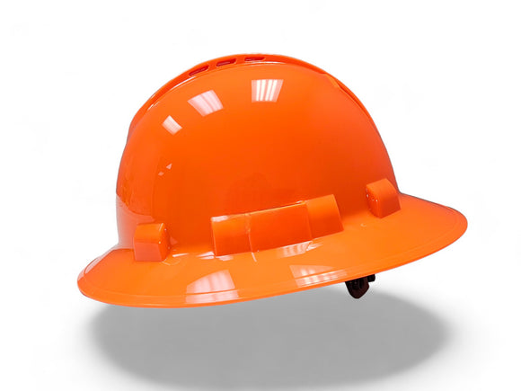Pyramex HP54141V Orange Ridgeline Full Brim Hard Hat, Vented, 4-Point Ratchet