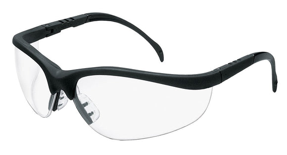 12 Pack of MCR Safety KD110 Klondike KD1 Series Black Safety Glasses with Clear