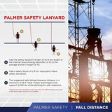 Palmer Safety L122233  Lanyard 6 FT.  with Internal Shock Absorber, Rebar Hooks,