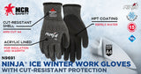 MCR safety N9691 Ninja Ice Insulated Cut Resistant Work Gloves 15 Gauge Hypermax