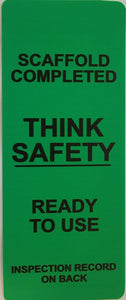 Green Vinyl Scaffolding Tag   (QTY-10 per Pack) READY TO USE