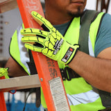 MCR PD4900 Predator Mechanics Gloves Hi-Visibility Cut Resistant Work Gloves