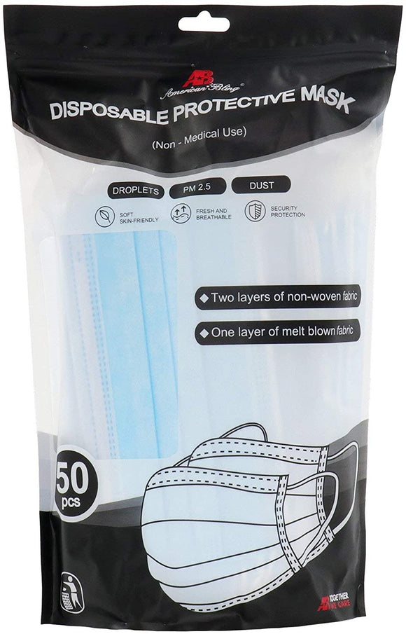 Disposable protective Face Mask 50 Pack