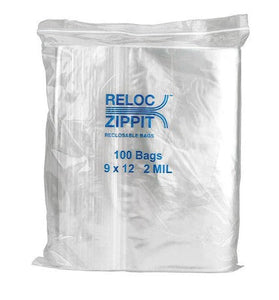 Reclosable Poly Bags 2-MIL, 9"x 12", Clear, 100/Pack