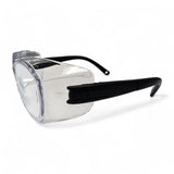 12-Pack Pyramex S3510SJ OTS - Clear Lens Black Frame, Fits over glasses.