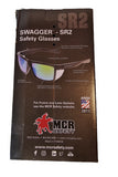 12 Pair MCR SAFETY Swagger SR218B Black Safety Glasses Blue Diamond Mirror Lense