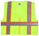 MCR Safety SURVMLS Class 2 Type R Surveyor Style Vest Mesh Material with 3" oran