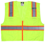 MCR Safety SURVMLS Class 2 Type R Surveyor Style Vest Mesh Material with 3" oran