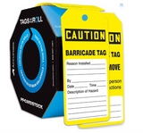 100 "Caution Barricade TAG" Tags by-The-Roll, OSHA Compliant Tags, 6.25" x 3" x 0.01