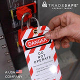 Lockout Tagout Tags - 25 Danger Do Not Operate Tags with 25 Zip Ties