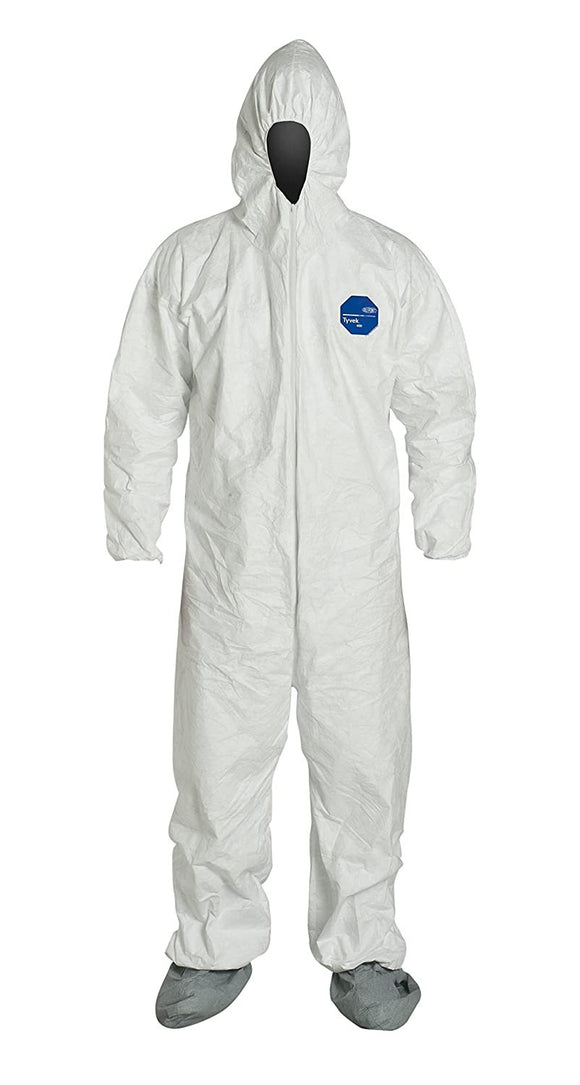 Case of 25 Dupont Tyvek Coverall with Hood and Boots TY122S