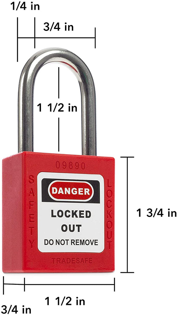TRADESAFE LOCKOUT TAGOUT LOCKS SET - 7 RED LOTO LOCKS, LOCKOUT LOCKS KEYED DIFFERENT, 2 KEY PER LOCK, OSHA COMPLIANT LOCK OUT TAG OUT PADLOCKS, SAFETY PADLOCKS FOR ELECTRICAL LOCKOUT TAG OUT KITS