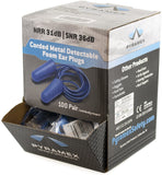 PYRAMEX DPD1001 METAL DETECTABLE CORDED DISPOSABE EARPLUGS - NRR30DB -100PAIR/BOX, BLUE