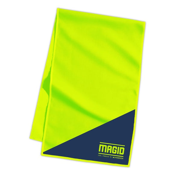 Magid Cool Powered by Mission D0S02150 Hi-Vis Lime Yellow/Navy Blue Cooling Microfiber Towel