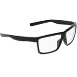 MCR SAFETY SWAGGER SR210 BLACK SAFETY GLASSES CLEAR LENSES TPR NOSE PAD AND TEMPLE ENDS DETACHABLE SIDE SHIELDS